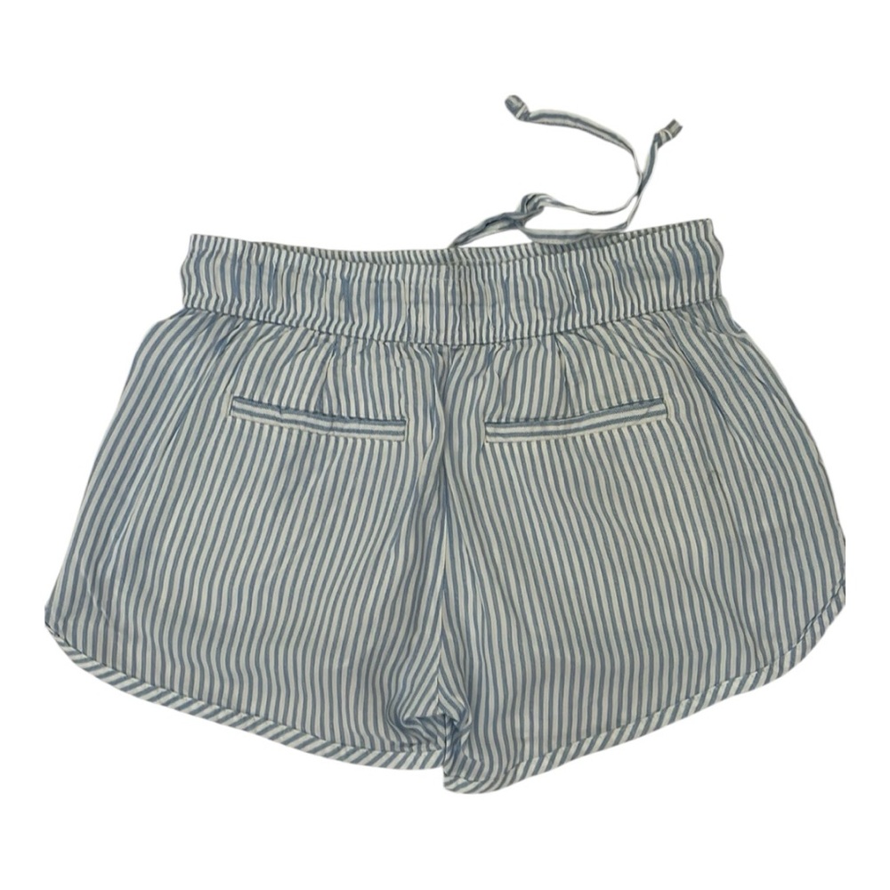 ♥️SO♥️Blue and White Striped elastic waist draw string Shorts size (Small) - Picture 2 of 5